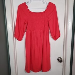 Ingrid Isabel Maternity Dress S Bright Coral Linen Blend Pockets Knee Length